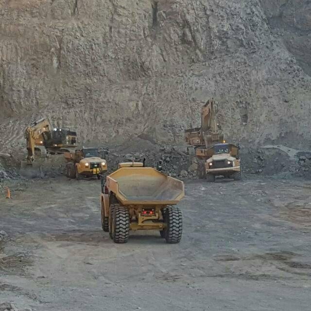 Articulated dump truck in a pit
